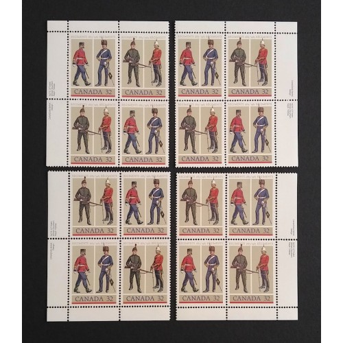 Canada 1008a Plate Blocks Matched Set VF MNH
