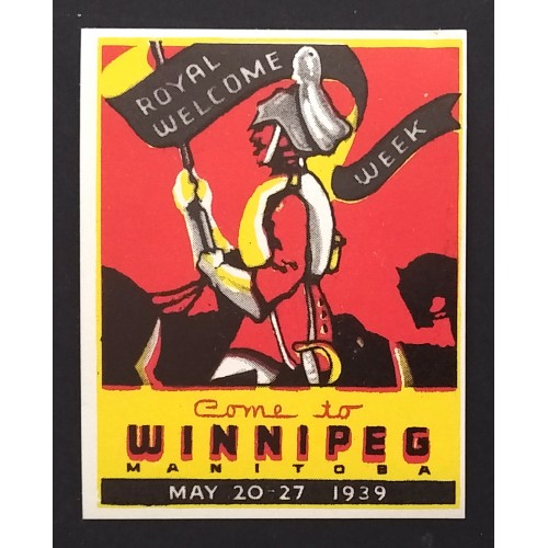Canada Misc14 1939 Royal Visit to Winnipeg Sticker Mint OG