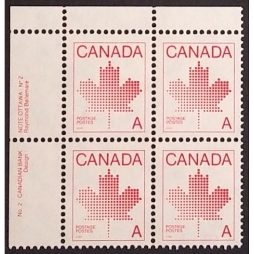 Canada 907ii Plate Block UL No. 2 VF MNH