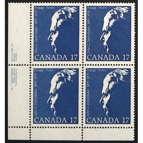 Canada 859 Plate Block LL No. 1 VF MNH