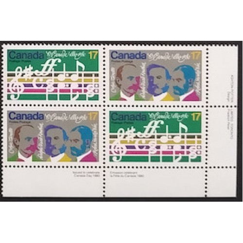 Canada 858a Plate Block LR VF MNH