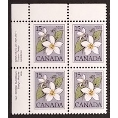 Canada 787 Plate Block UL No. 1 VF MNH