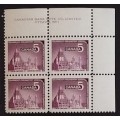 Canada 450 Plate Block UR No. 1 VF MNH