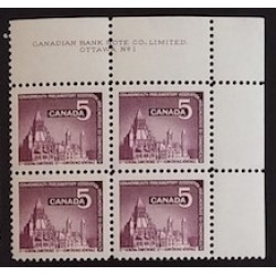 Canada 450 Plate Block UR No. 1 VF MNH