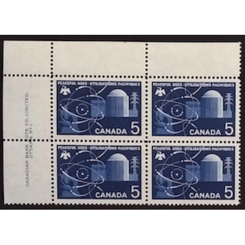 Canada 449 Plate Block UL No. 1 VF MNH