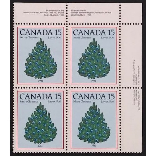 Canada 902 Plate Block UL VF MNH