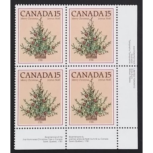 Canada 900 Plate Block LR VF MNH