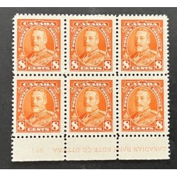 Canada 222 Plate Block No. 1 VF MH