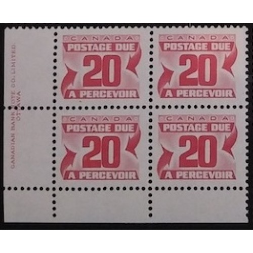 Canada J38 Plate Block LL VF MNH