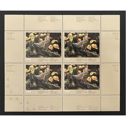 Canada QW1 1988 Quebec Wildlife Habitat Conservation Mini Sheet MNH