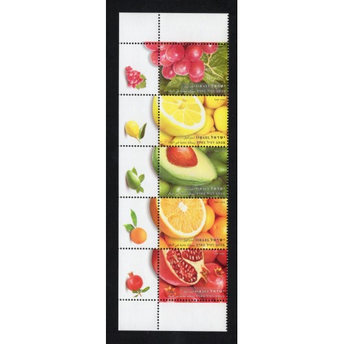 Israel 1767a-e Strip with Tabs MNH