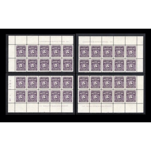 Canada J18 Plate Blocks Matched Set No. 1 VF MNH