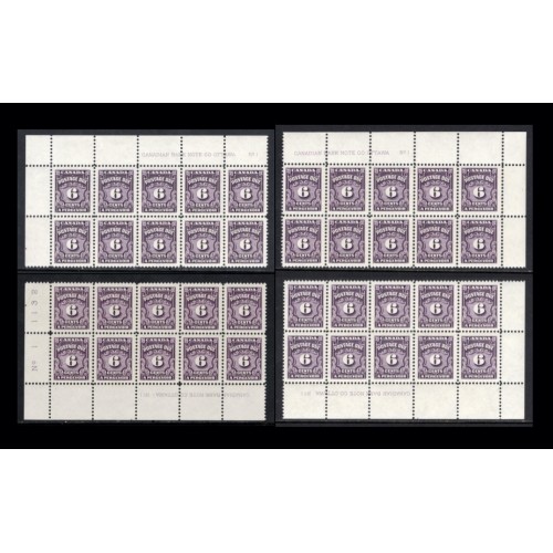 Canada J19 Plate Blocks Matched Set No. 1 VF MNH