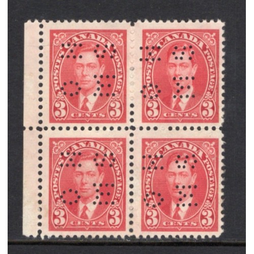 Canada O9-233 Perfin Block F-VF MNH