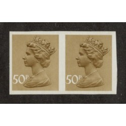 GB Machin SG X991a | TCM NE176h 50p Ochre-brown OCP (1980) Imperf Pair U/M (Very Rare)