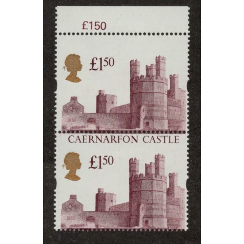 GB Machin SG 1612 £1.50 Castle Perf Shift Margin Pair U/M