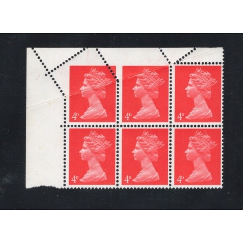 GB Machin SG 733 4d Vermilion Major Perf Error U/M