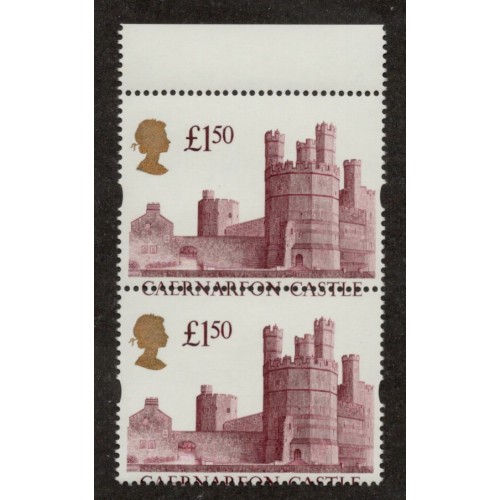GB Machin SG 1612 £1.50 Castle Perf Shift Margin Pair U/M