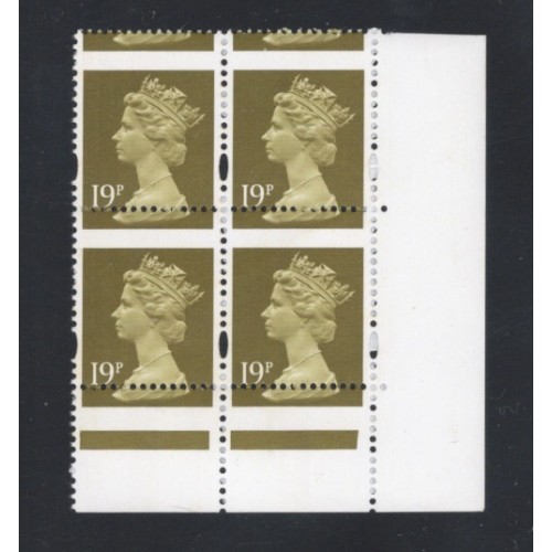 GB Machin SG Y1982 | TCM E20f 19p Oive-green CB (1995) Perf Shift Block U/M