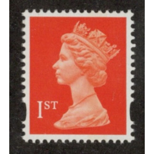 GB Machin SG 1671y 1st Orange-Red 2B Walsall Phosphor Omitted U/M