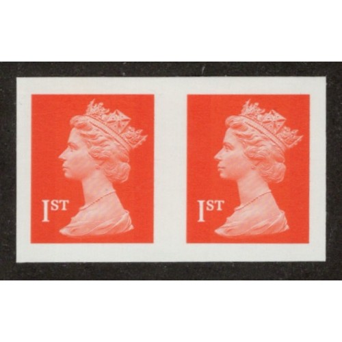 GB Machin SG 1671 1st Orange-red 2B Questa Imperf Pair U/M