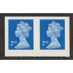 GB Machin SG 1449a | TCM NV36v 2nd Bright Blue CB (1998) Walsall Horiz. Imperf Pair (4mm gap) U/M
