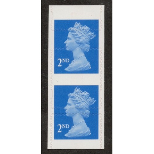 GB Machin SG 1449a 2nd Bright Blue CB Walsall Vert. Imperf Pair U/M