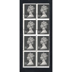 GB Machin SG X848 | TCM NE10g 1 1/2p Black 2B (1971) Major Perf Shift Block U/M (Very Rare)