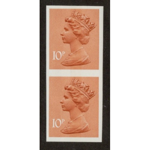 GB Machin SG X888a 10p Orange-Brown FCP CB Imperf Pair  U/M