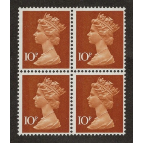 GB Machin SG X885b 10p FCP 2B Orange-brown Omitted U/M