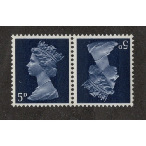 GB Machin SG 735 5d Royal Blue 2B Téte-béche Pair U/M