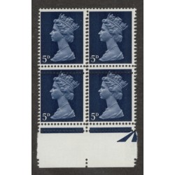 GB Machin SG 735e | TCM PD16b 5d Deep Blue 2B (1969) Perf Shift Block U/M