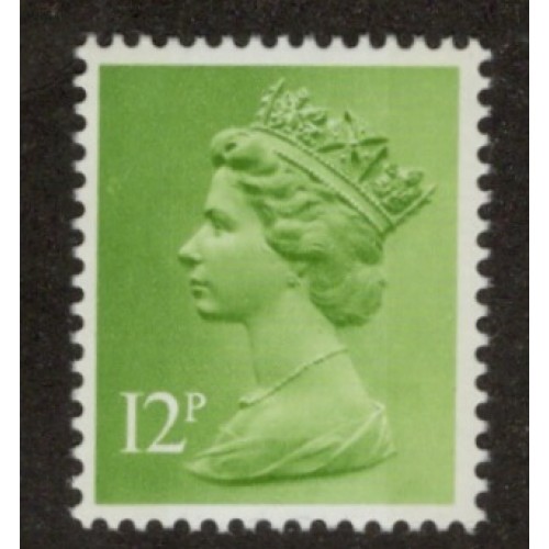 GB Machin SG X895 | TCM NE69d 12p Yellow-green FCP 2B (1980)  Phosphor Front and Back U/M