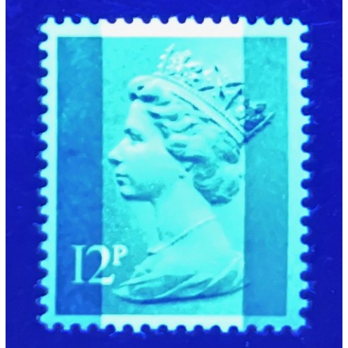 GB Machin SG X895 | TCM NE69d 12p Yellow-green FCP 2B (1980)  Phosphor Front and Back U/M