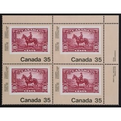 Canada 911 Plate Block UR VF MNH