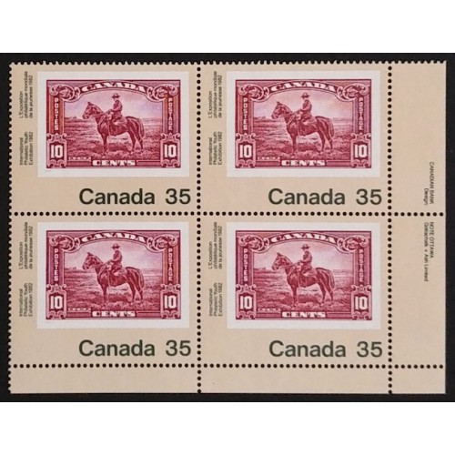 Canada 911 Plate Block LR VF MNH