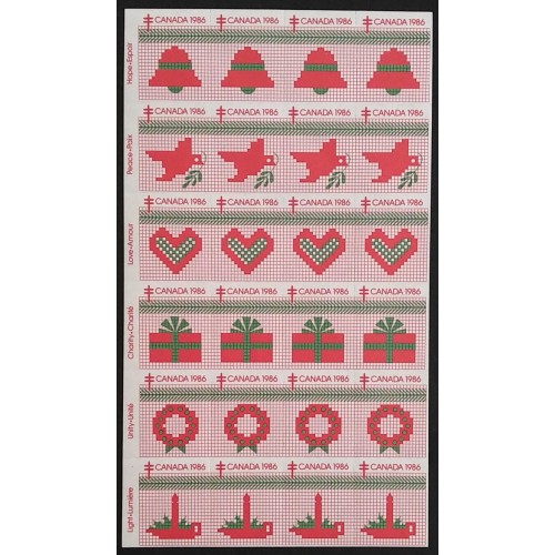 Canada 85x1 National Christmas Seal Sheet (1986) VF MNH