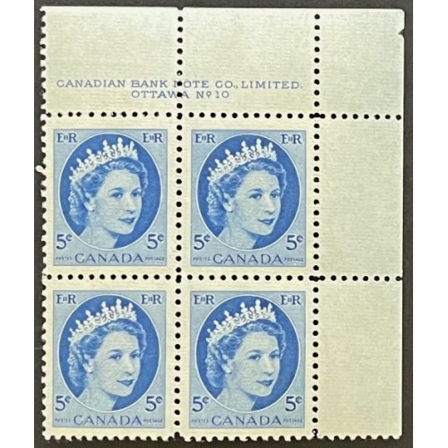 Canada 341 Plate Block UR No. 10 VF MNH