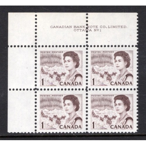 Canada 454 Plate Block UL No. 1 VF MNH