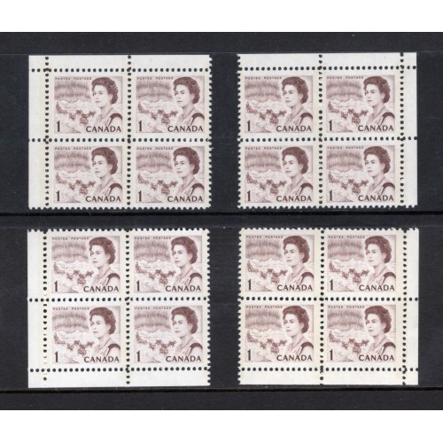 Canada 454piii Corner Blocks Matched Set VF MNH