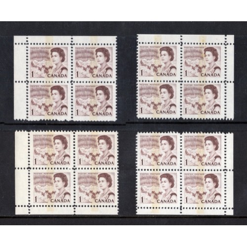 Canada 454piv Corner Blocks Matched Set VF MNH