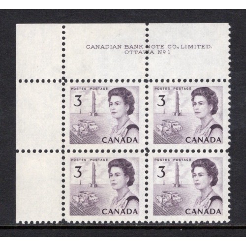 Canada 456 Plate Block UL No. 1 VF MNH