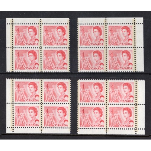 Canada 457piv Corner Blocks Matched Set VF MNH