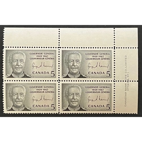 Canada 474 Plate Block UR No. 1 VF MNH