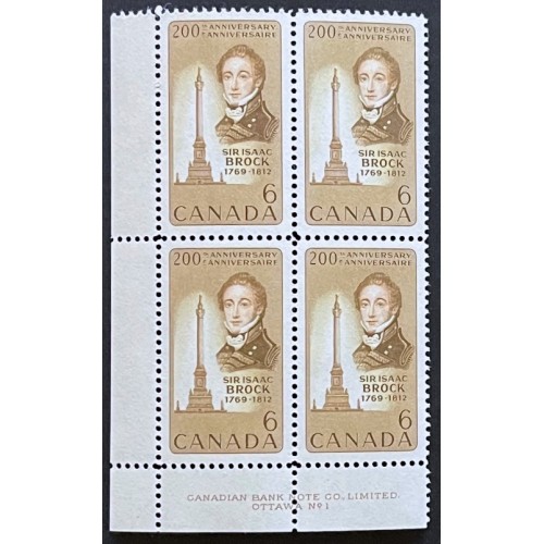 Canada 501 Plate Block LL No. 1 VF MNH
