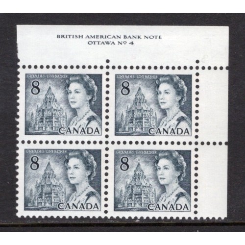 Canada 544ii Plate Block UR No. 4 VF MNH