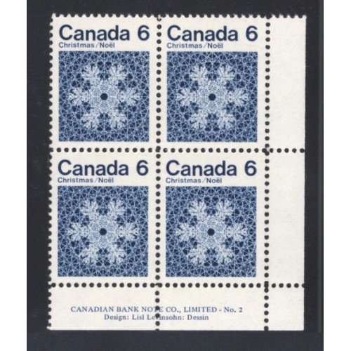 Canada 554 Plate Block LR No. 2 VF MNH