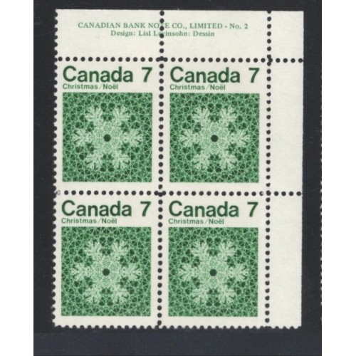 Canada 555 Plate Block UR No. 2 VF MNH
