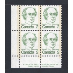 Canada 587xi Plate Block LL No. 1 VF MNH