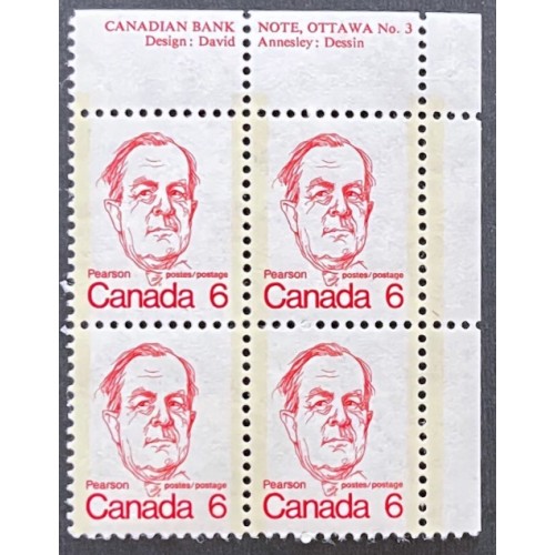 Canada 591 Plate Block UR No. 3 VF MNH